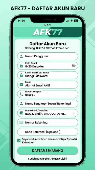 Cara Registrasi Akun Baru di afk77 dengan Mudah