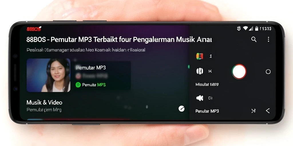 Tampilan antarmuka utama 88BOS untuk Pemutar MP3.