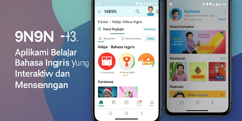 Tampilan antarmuka aplikasi 9N9N yang interaktif untuk belajar bahasa Inggris.