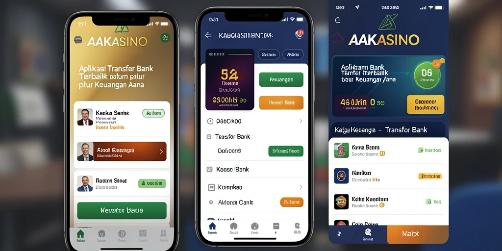 Antarmuka pengguna AAKASINO yang sederhana dan efisien untuk Transfer Bank.