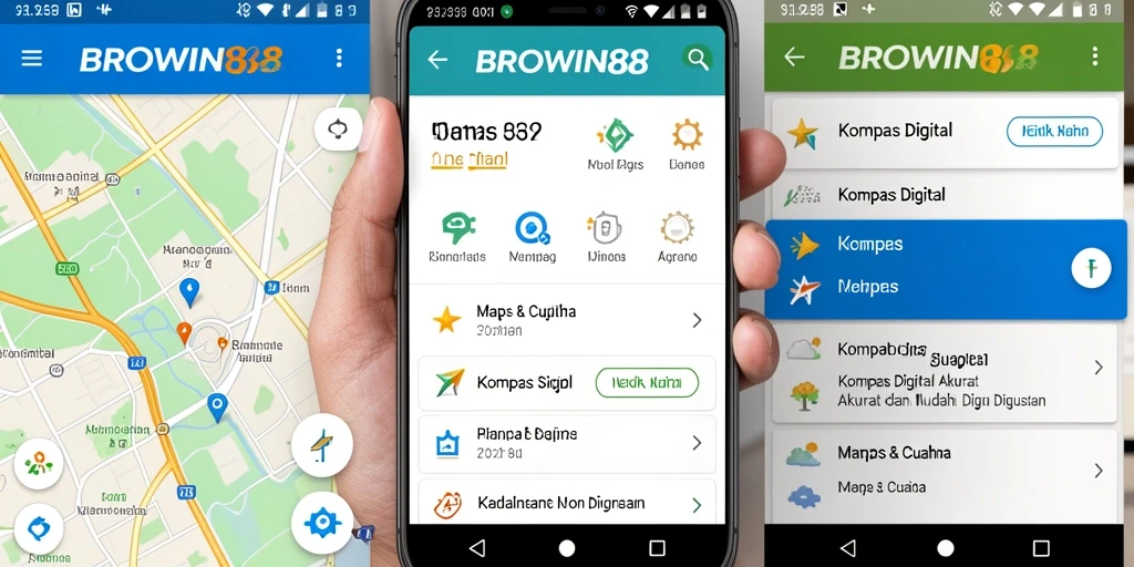 Antarmuka BROWIN88 yang intuitif dan fungsionalitas kompas digital.