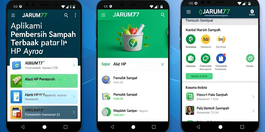 Antarmuka JARUM77 menampilkan fitur Pembersih Sampah yang efektif.