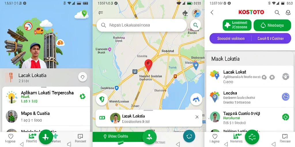 Tampilan antarmuka aplikasi KOSTOTO untuk pelacakan lokasi.