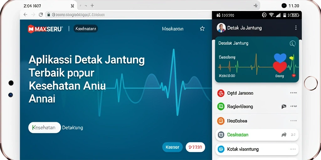 Tampilan antarmuka MAXSERU menampilkan fungsi pemantauan detak jantung yang intuitif.