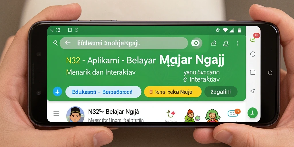 Tampilan antarmuka N32 yang menarik dan informatif untuk belajar mengaji.