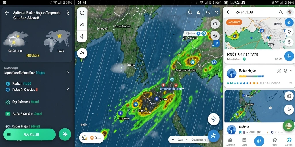 Screenshot antarmuka utama RAJACLUB menampilkan fitur Radar Hujan yang informatif.