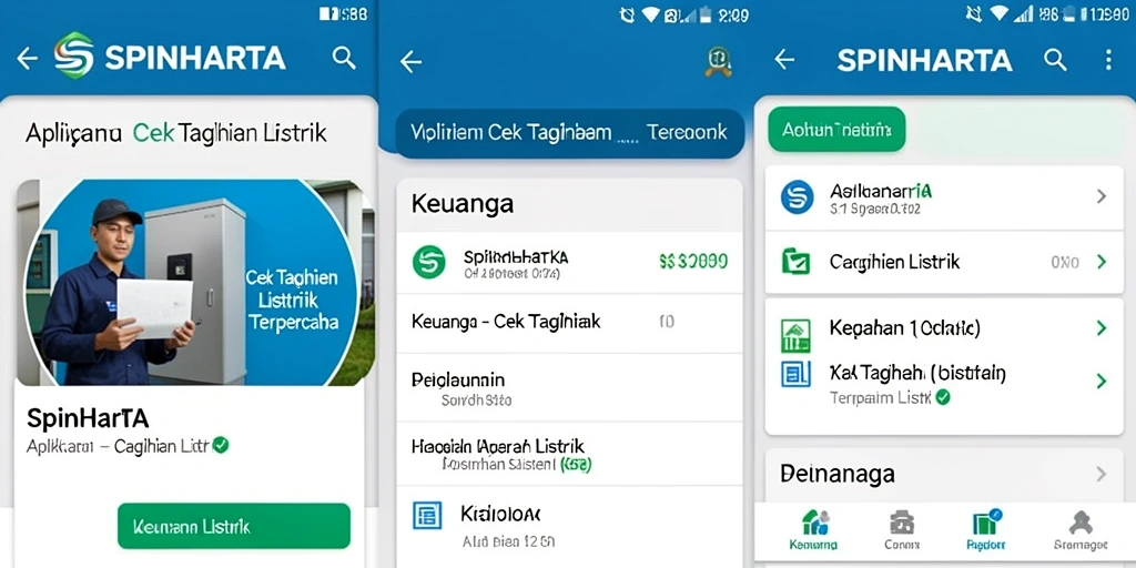 Tampilan antarmuka SPINHARTA untuk cek tagihan listrik.