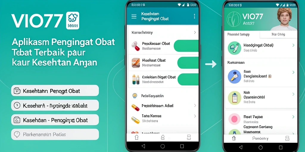 Antarmuka VIO77 menampilkan fitur pengingat obat yang mudah diakses.