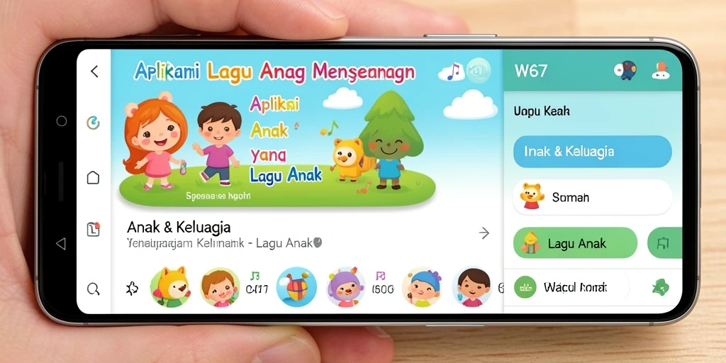 Tampilan antarmuka W67 yang user-friendly untuk anak-anak.